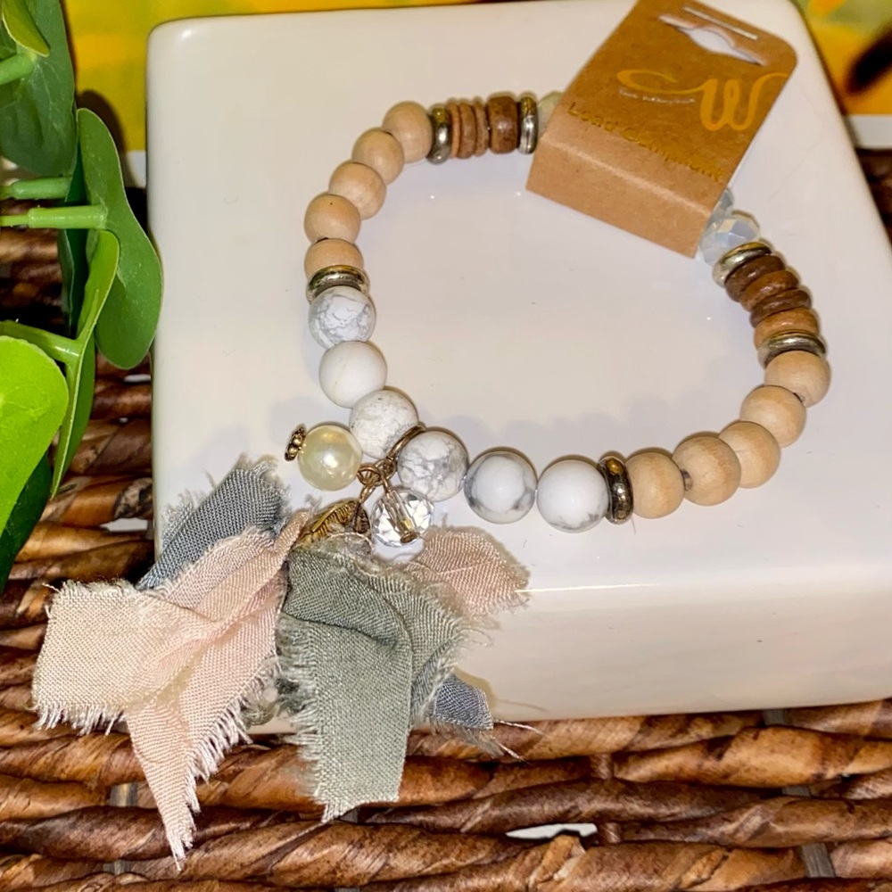 Beaded bracelet with silk fall boho wardrobe